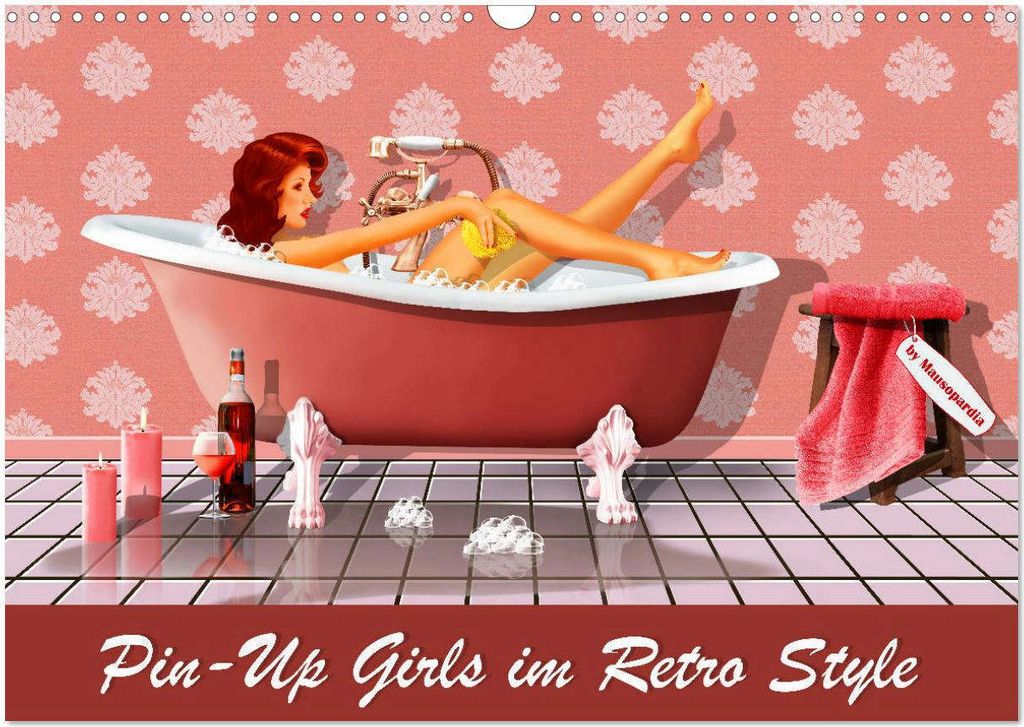 Pin-Up Girls im Retro Style by Mausopardia (Wandkalender 2026 DIN A3 quer), CALVENDO Monatskalender