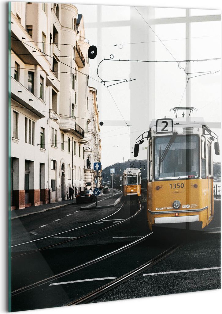 Designer Glasbild - Wandbild - Glas Bild - 60x80 cm - Straßenbahnfahrt Durch Die Stadt Budapest