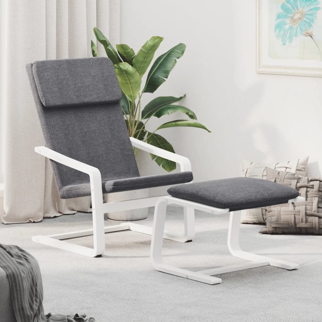 The Living Store Relaxsessel mit Hocker Dunkelgrau Stoff