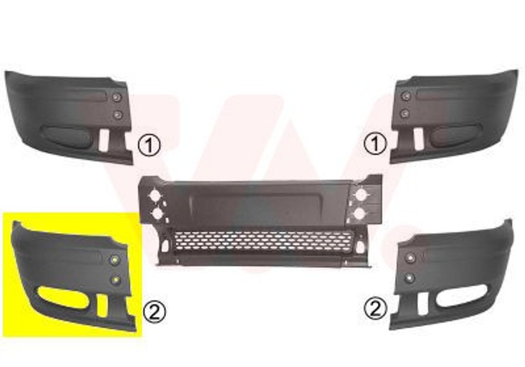 VAN WEZEL Stoßstange Stoßfänger vorne Rechts für FORD TRANSIT Bus (FD, FB, FS, FZ, FC) Schwarz 1898566
