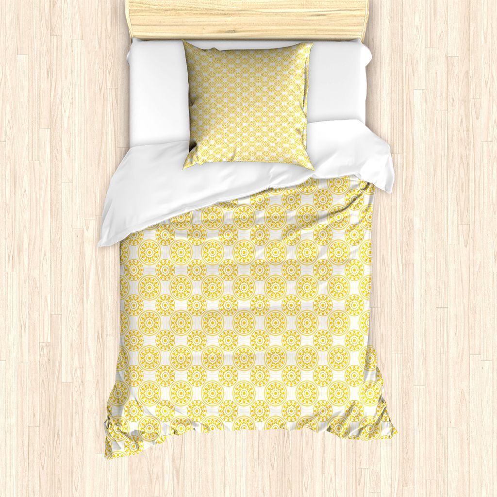 ABAKUHAUS Abstrakt Bettbezug Set für Einzelbetten, Monotone Runde Kreise, Milbensicher Allergiker geeignet mit Kissenbezug, 135 cm x 200 cm - 80 x...