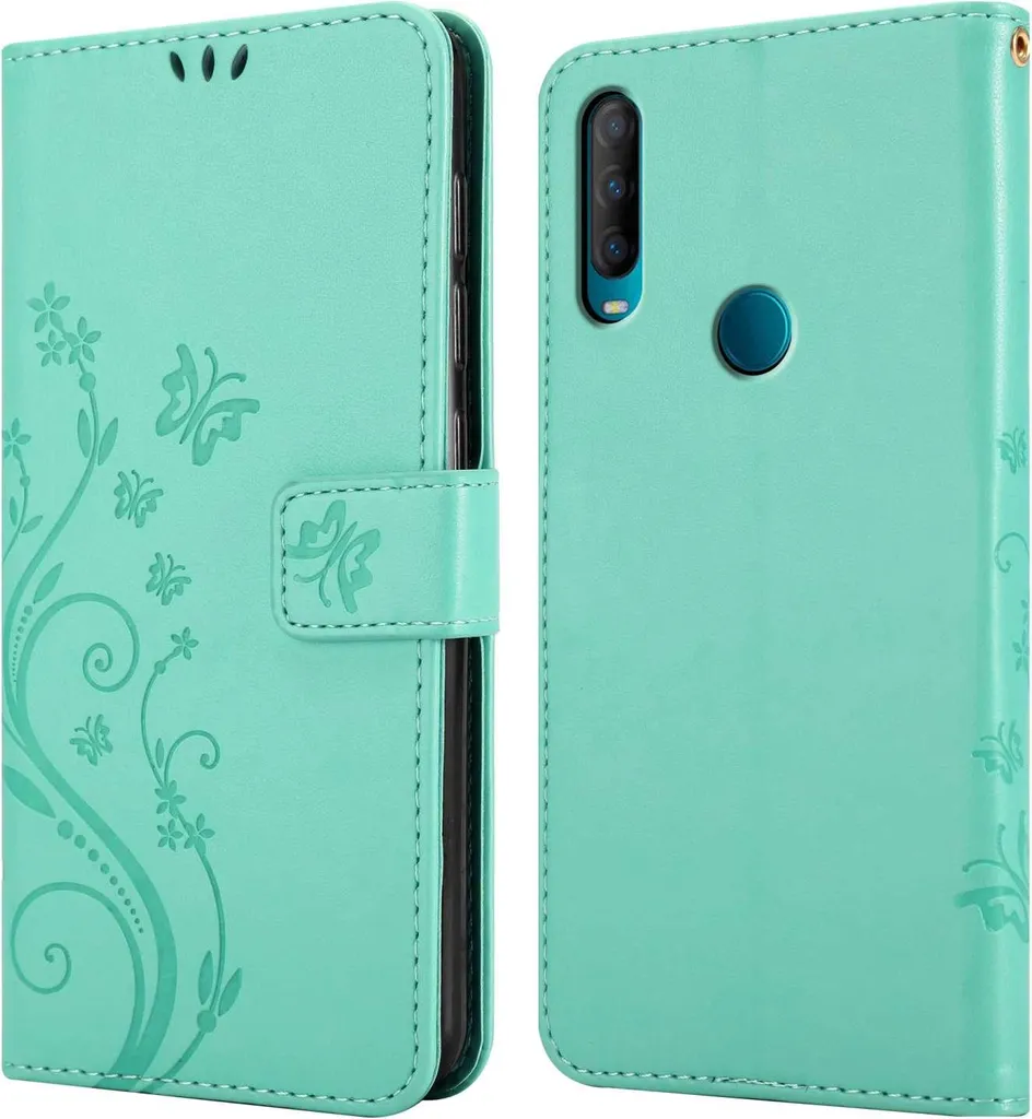 Cadorabo cover per Alcatel 1S 2020 in TURCHESE FLOREALE Cover protettiva in design floreale con chiusura magnetica, funzione stand e slot per carte di credito Flip Case Flower Cover Etui Handy Klapp Hülle Book Tasche - 7