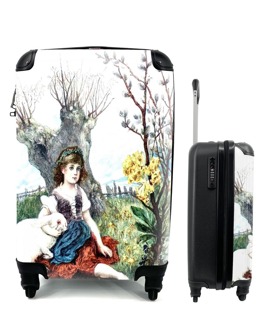 MuchoWow Koffer Handgepäck Trolley Rollkoffer Kleine Reisekoffer mit 4 Rollen - Osterszene - Cabin Size < 55x40x23 cm & 55x40x20 cm - Fotokoffer...