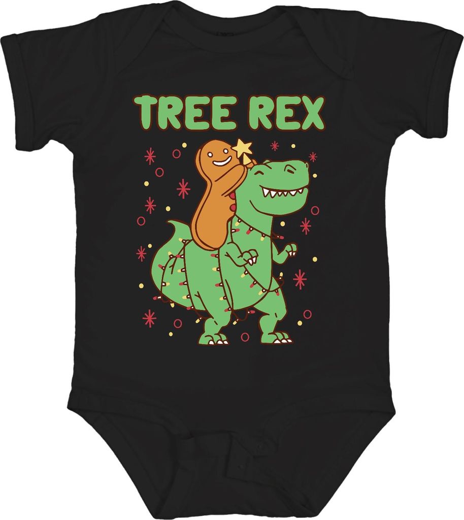 Tree Rex Lebkuchen Weihnachtsbaum Dino - Weihnachten Weihnachtsgeschenk Unisex Baby Body, Schwarz, 0/3