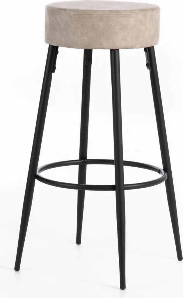 Greg Tabouret en Microfibre Noir - Lot de 2 Tabourets de Bar Design
