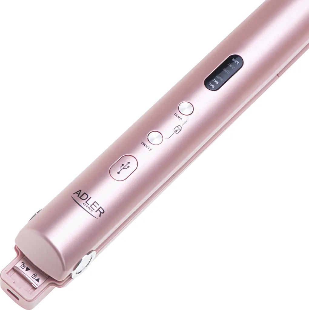 Lisseur sans fil de voyage Adler AD 2327 rose idéal pour retouches