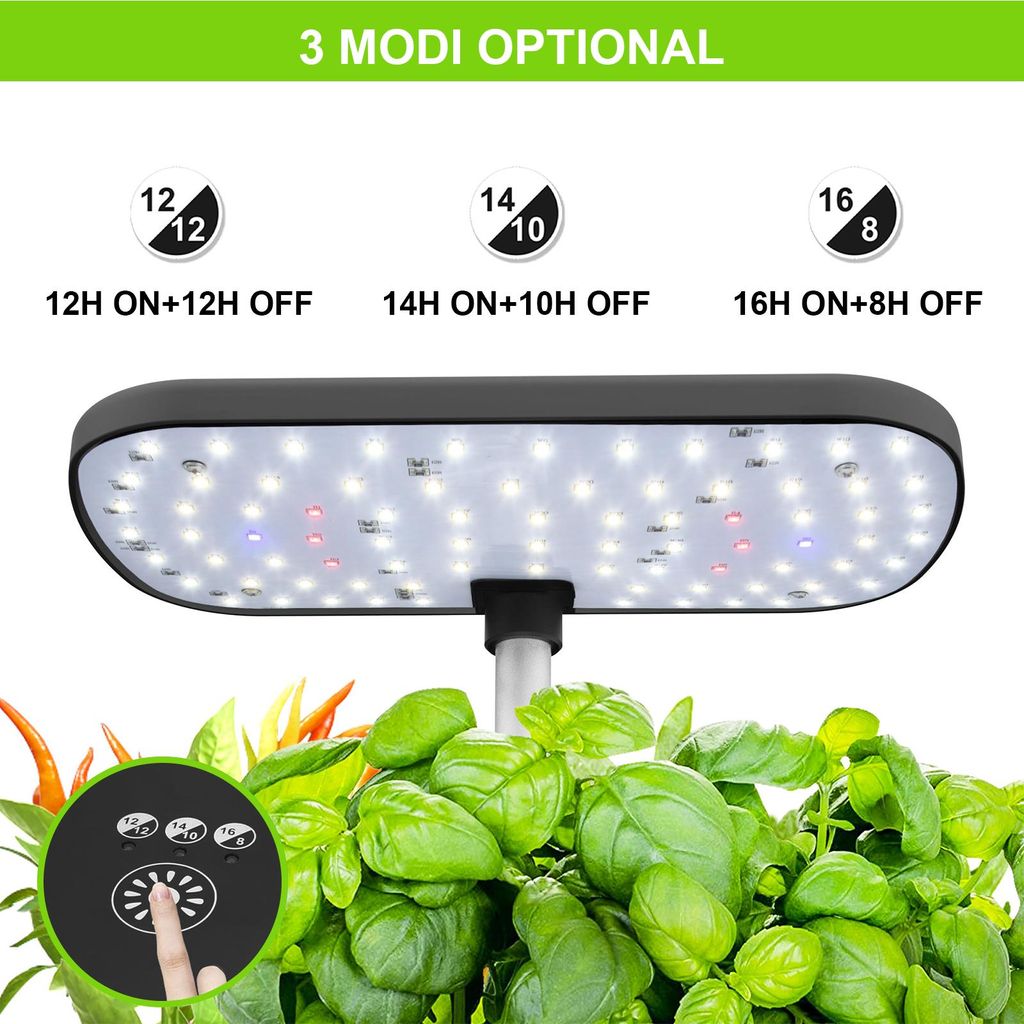 Pot De Fleurs Intelligent Hydroponique - Culture Sans Sol, Avec Lumière LED Grow 2 Modes, Auto-Arrosage, Pour Herbes Légumes