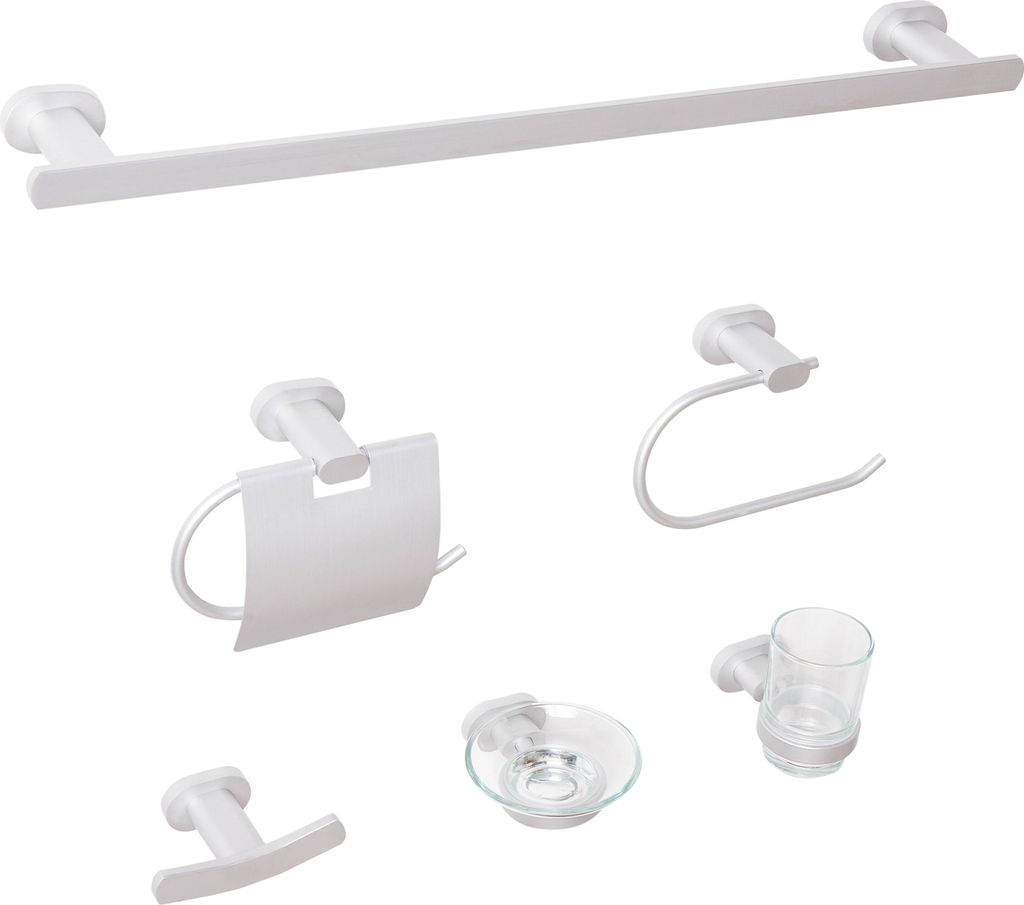 BELIANI Badezimmer-Halter-Set Silber Aluminium 6-Teilig Modern Badaccessoires Hardware-Set WC-Garnitur WC-Accessoires-Set Badausstattung Badzubehör