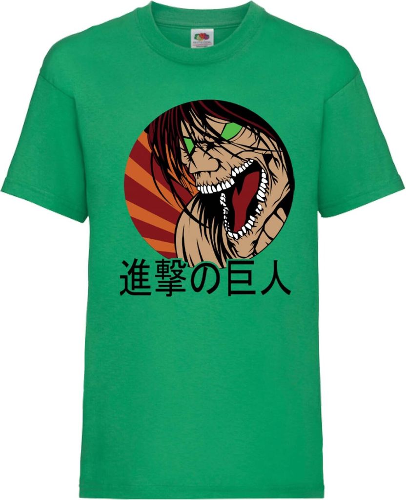 Kinder T-Shirt Japan Animation Manga Anime Comics Attack Anime On Titan Eren Yeager 08 Var-030 Titan Eren, 7-8 Jahr - 128 / Grün