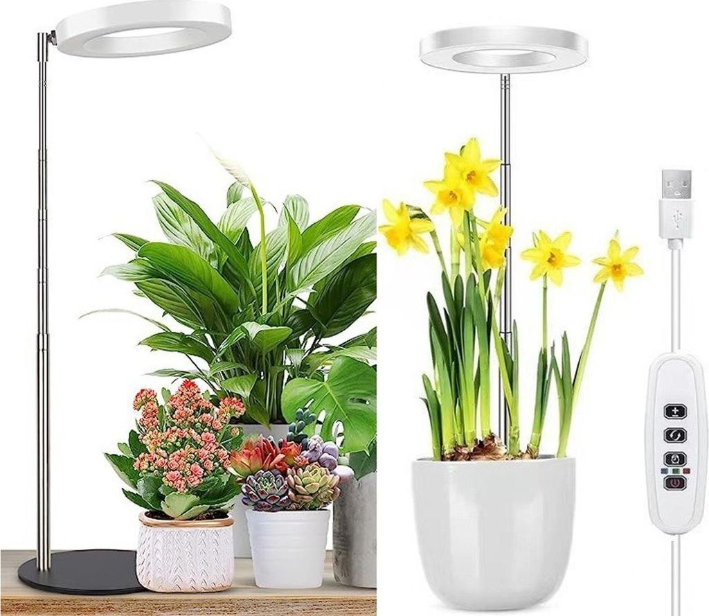 3-teiliges Vollspektrum Pflanzenwachstumslicht – Teleskopisches LED-Licht, Automatischer Timer + 4 Dimmstufen