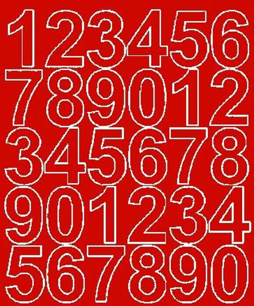 Adesivi Numerati 4,5 cm Rossi Opachi - Numeri Autoadesivi Professionali
