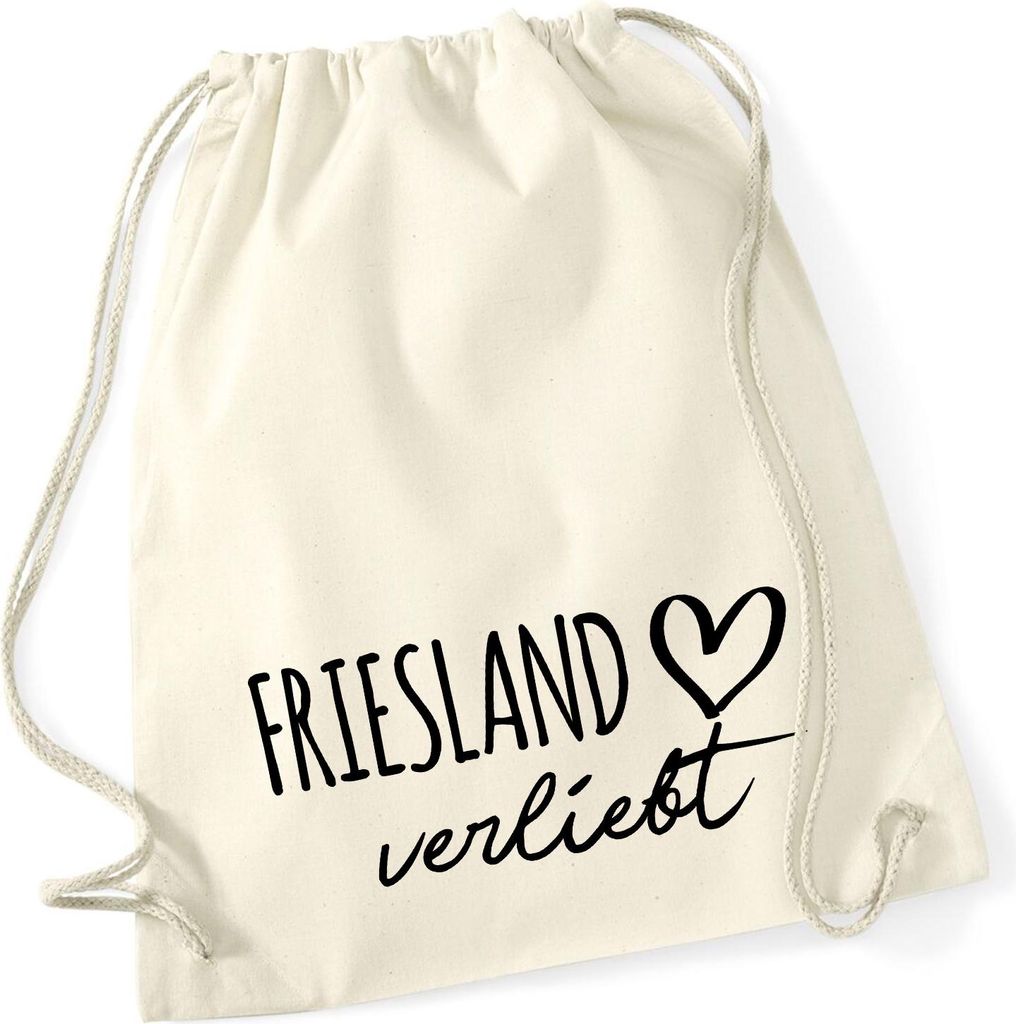 Huuraa Turnbeutel Friesland verliebt 12 Liter Natural Baumwolle Rucksack Geschenkidee