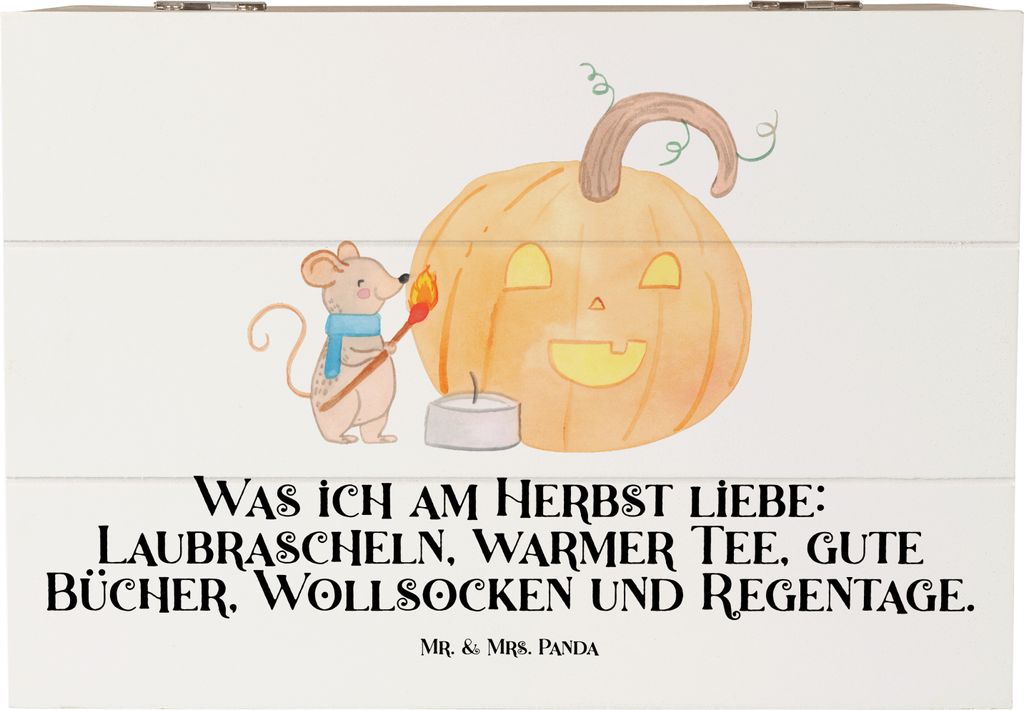 Mr. & Mrs. Panda Box Kürbis Maus 22 x 15 cm - Weiß - Geschenk, Erinnerungskiste, Kerzen, Truhe, Trick Or Treat, Geschenkbox, Halloween Deko, Deko...