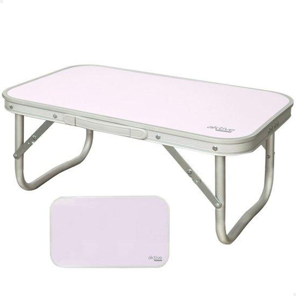 Klapbare Camping-Tisch 56 x 34 x 24 cm rosa weiches Aluminiumrahmen Holzplatte Camping klein mit Tragebeutel