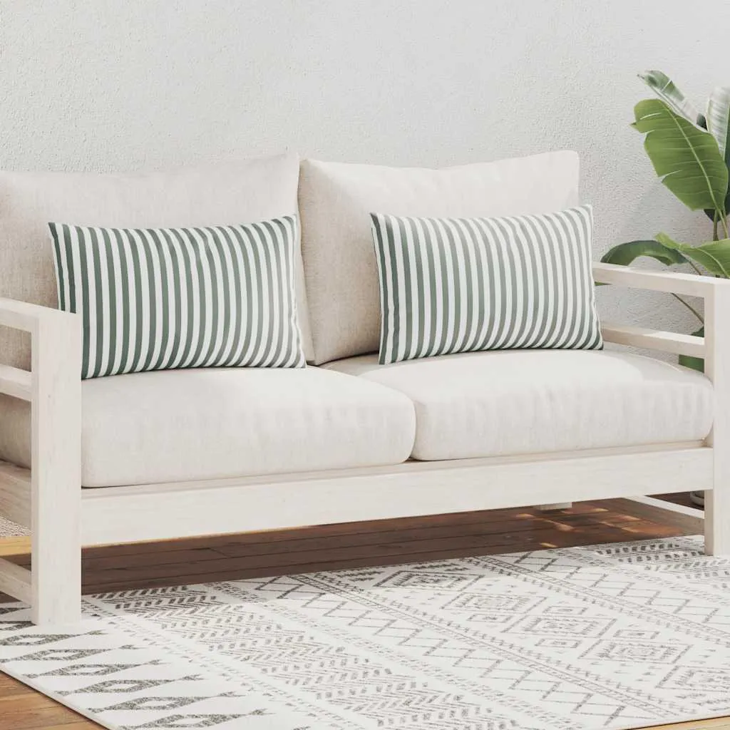 Cuscino da Giardino Grigio vidaXL Righe 60x40 Set da 2