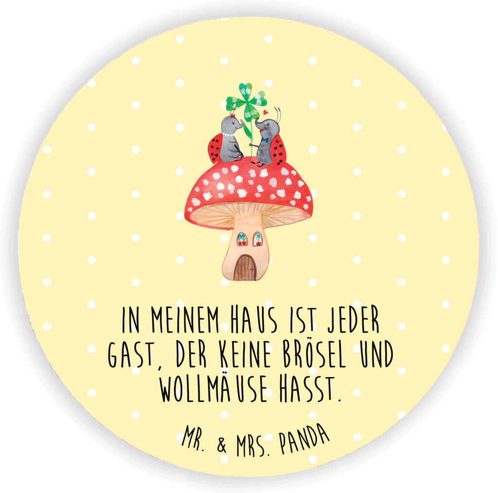 Mr. & Mrs. Panda magnet Marienkäfer Fliegenpilz - Gelb Pastell - Geschenk, für kühlschrank, Fleigenpilzhaus, Zuhause, Haus, Kühlschrankmagnet, ...