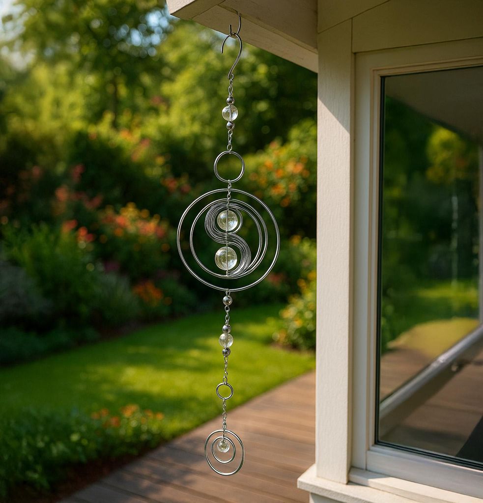 Yin-Yang Deko Hänger 58 cm - eleganter Metall Anhänger in Produktbild 