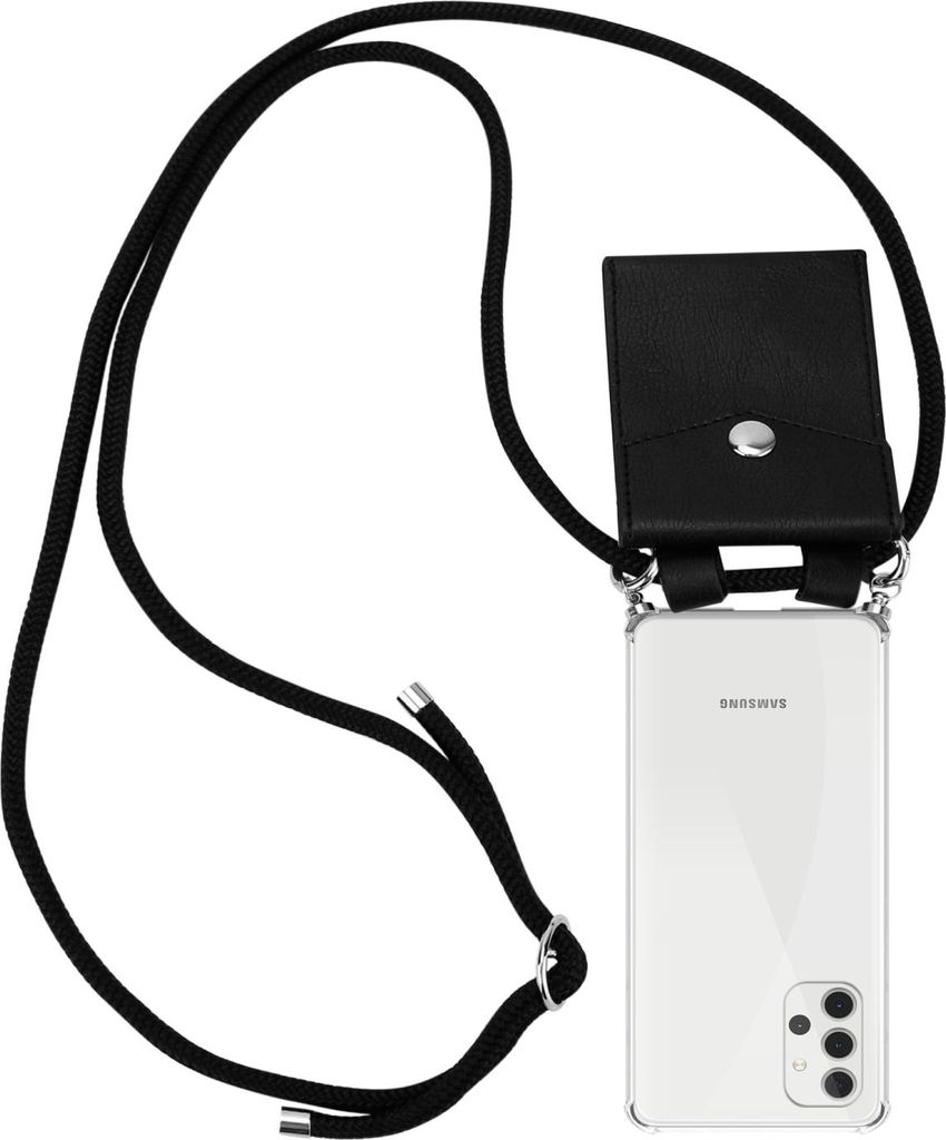Cadorabo Schutzhülle für Samsung Galaxy A32 5G Hülle in Schwarz Handy Kette Kordel abnehmbares Etui