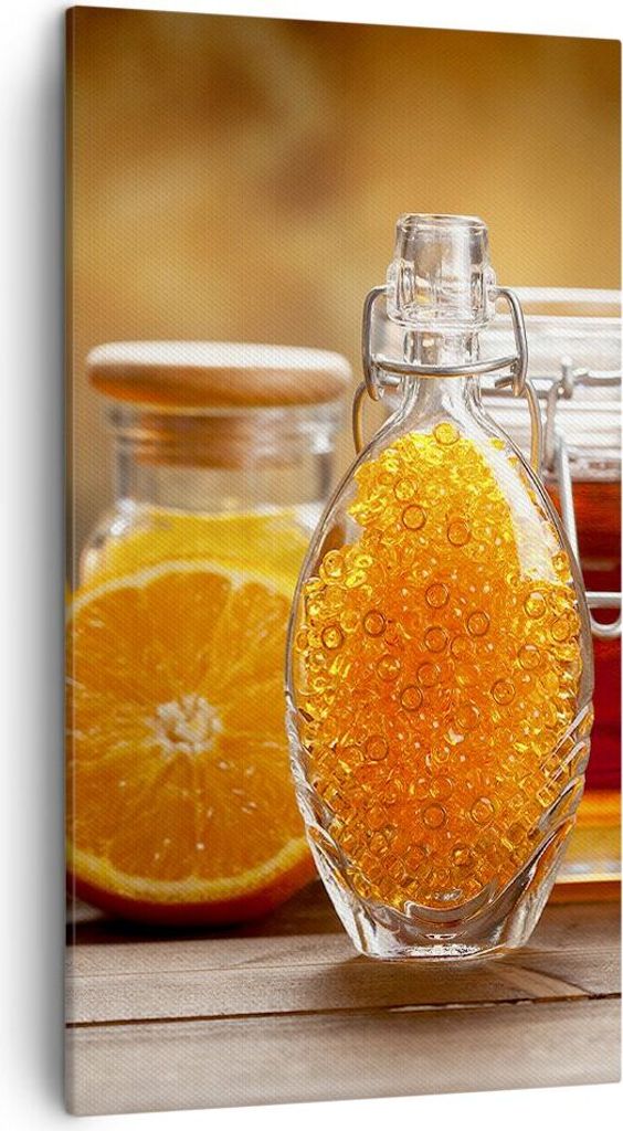 Bild auf Leinwand - Leinwandbild - Essen Honig Glas Vitamin - 45x80cm - Wand Bild - Wanddeko - Leinwanddruck - Bilder - Kunstdruck - Wanddekoration...