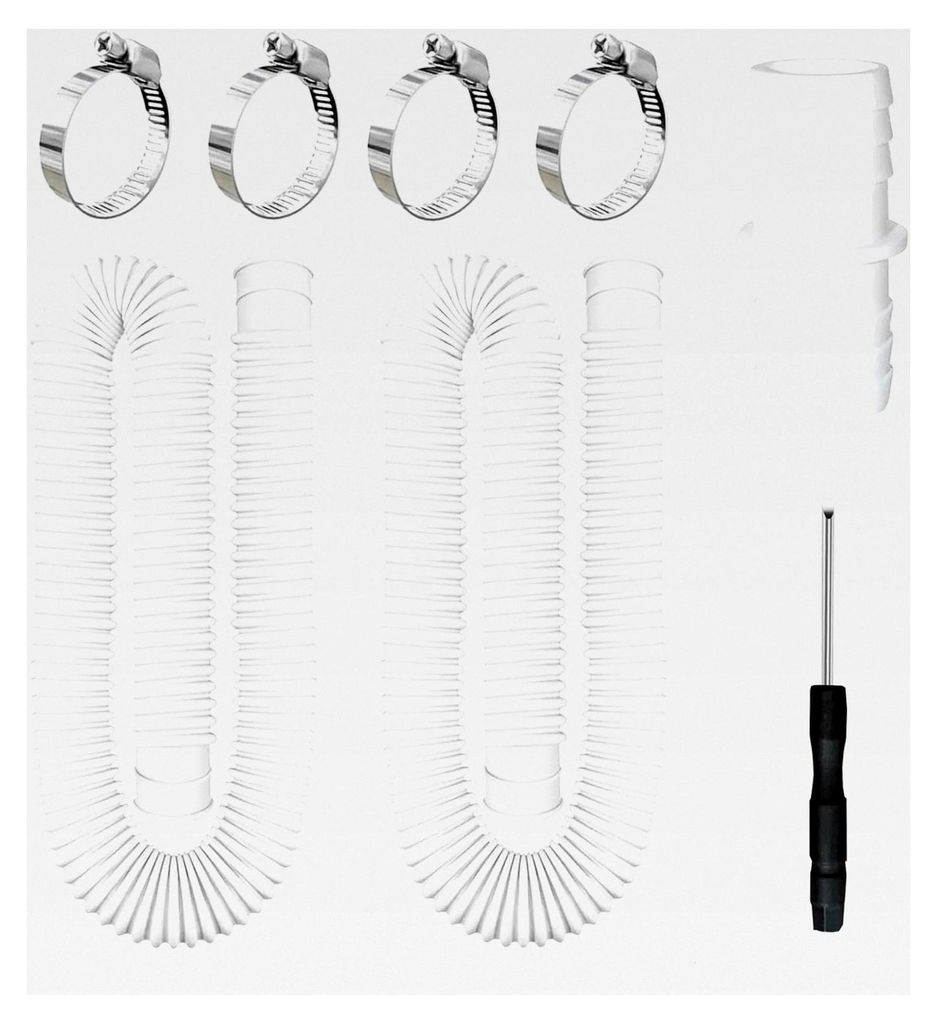 2 Stück Poolschlauch 32mm für Poolpumpe mit 4 Sicherungsclips und 1 Schlauchverbinder 100 cm (Weiß)