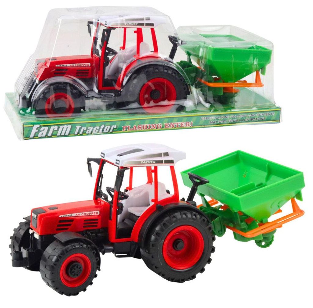 Bauerntraktor mit Sämaschine Rot 34cm