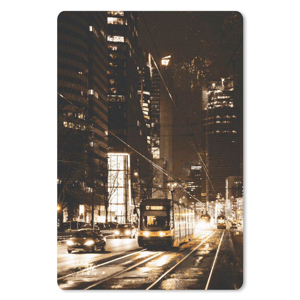 MuchoWow Mauspad Mousepad Straßenbahn - Straße - Gold 40x60 cm - Mousepads - Maus Mat - Pad - Mausunterlage - Schreibtisch Accesoire