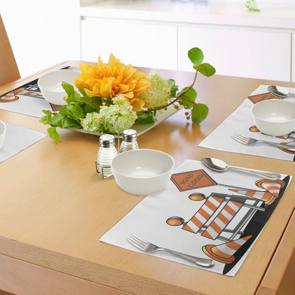 ABAKUHAUS Städtisch Platzmatten, Straße geschlossenes Zeichen mit Verkehrswarnungssymbol mit Blocker-Endillustration, Tiscjdeco aus Farbfesten St...