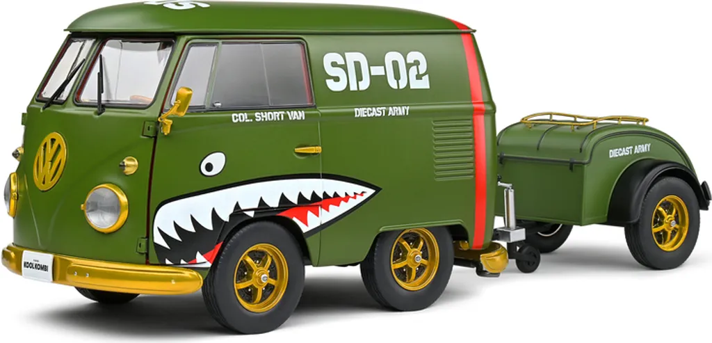 Miniature Volkswagen Kool Kombi Solido 1:18 véhicule militaire vert