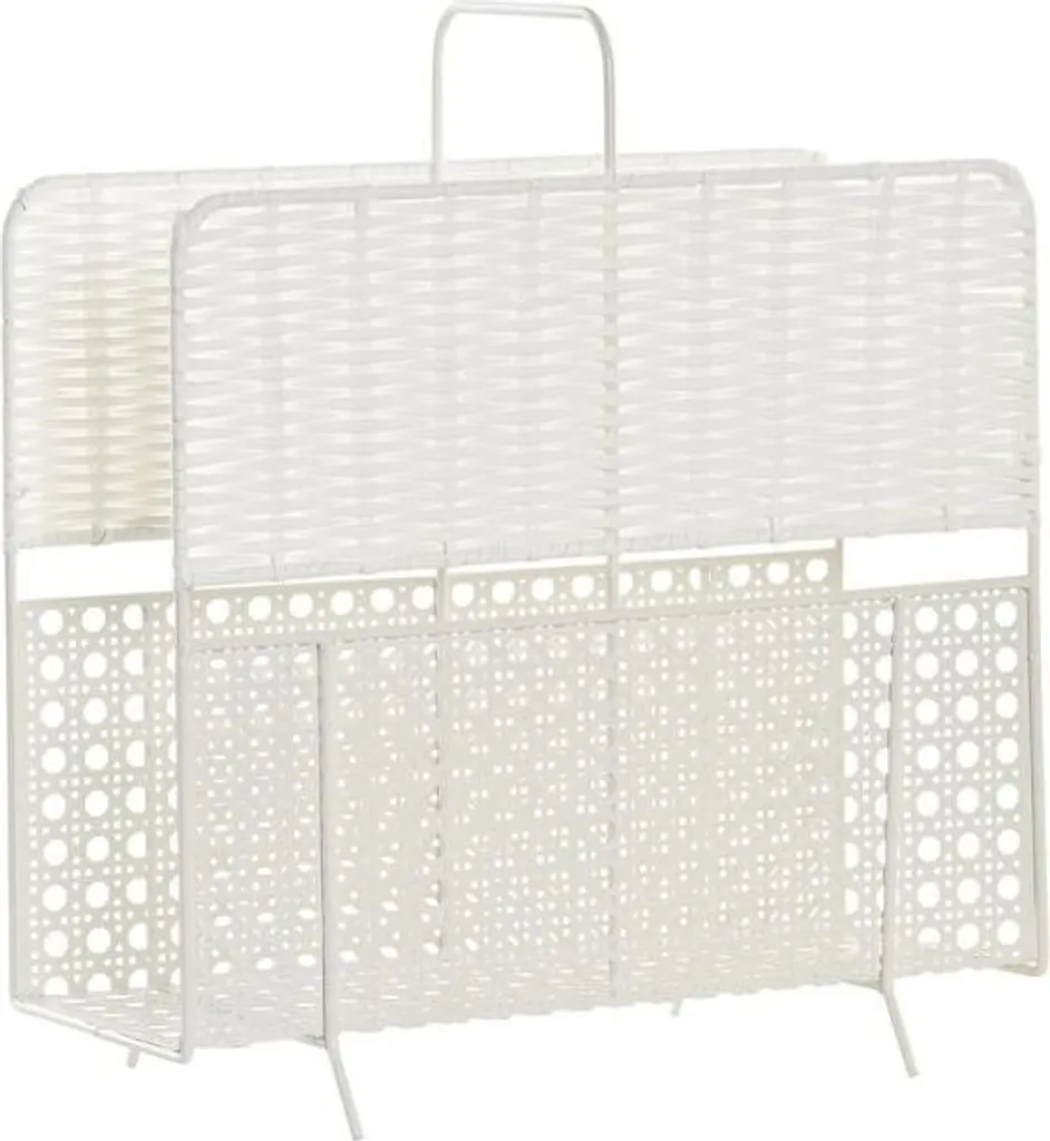 Porte-journaux design métal blanc 36,5x41 cm pour décoration intérieure
