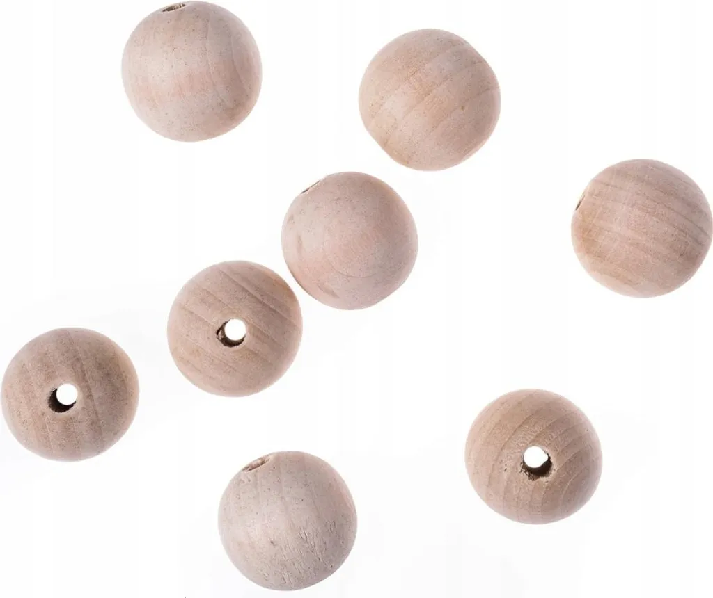 Sfere in Legno 30mm Naturali (Set 8 pezzi) - Perline DIY Alta Qualità