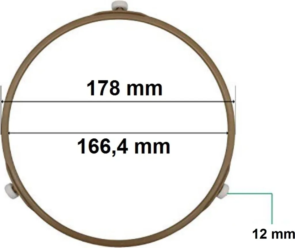 Anello rotante di ricambio universale 18 cm per piatto rotante per microonde | Ø ruota 12 mm | disco rotante adatto per AEG, Siemens, Bosch, Severin | supporto per piatto rotante per microonde | anello a rulli | bocchetta per pavimento - 2