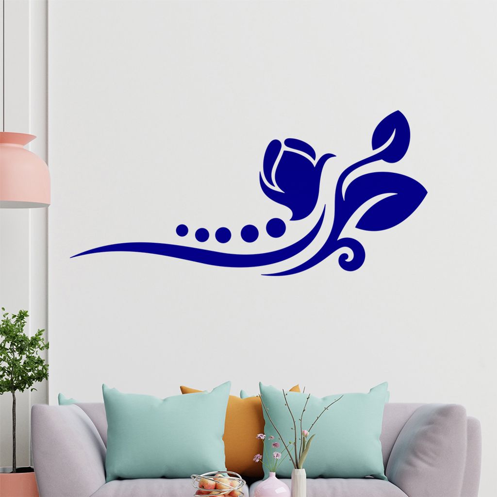 Blume - Linien Punkte Wandtattoo in 6 Größen - Wandaufkleber Wall Sticker - Dekoration, Küche, Wohnzimmer, Schlafzimmer, Badezimmer