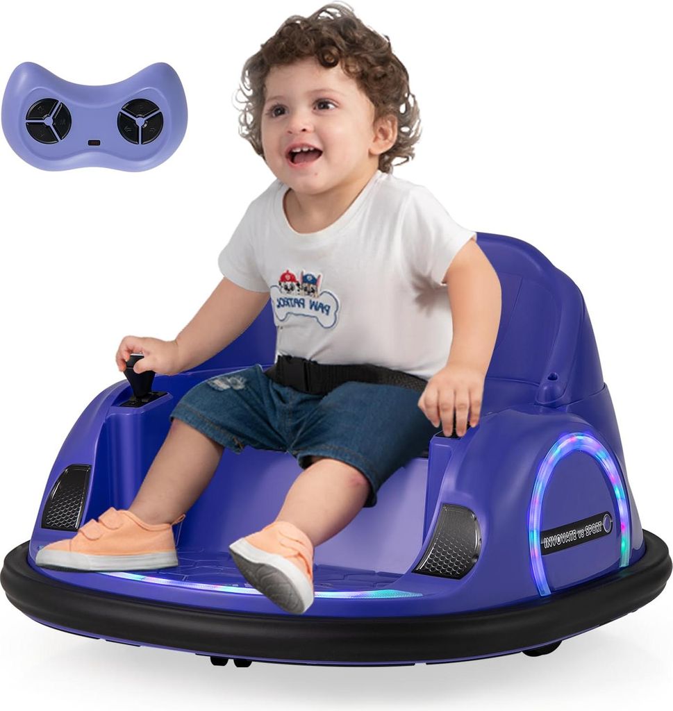 GOPLUS Elektrisches Kinderfahrzeug, Autoscooter mit LEDs, drahtlosem Anschluss, Musik & Soundeffekten, Spielzeugauto für Kinder ab 18 Monaten