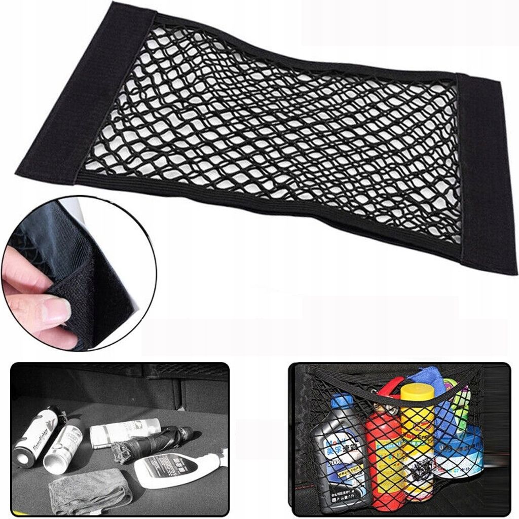 GEKO | Kofferraum Netztasche Auto, 50x25, Aufbewahrung Netz Tasche Mit Klettverschluss