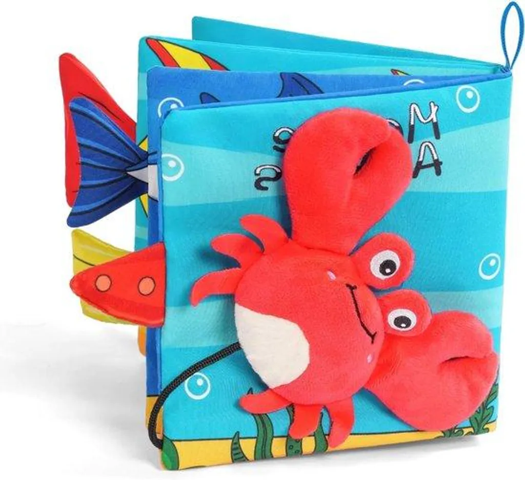 Livre éveil tissu bébés marins crabe peluche douce sensorielle