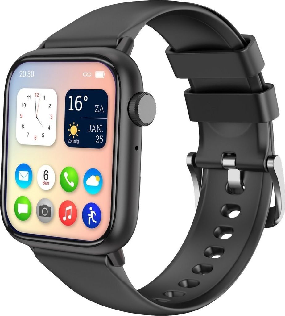 Nuvance Nuvance - Smartwatch Männer & Frauen - 45mm - für iOS & Android - Schrittzähler und Herzfrequenzmesser - wasserdicht - Schwarz