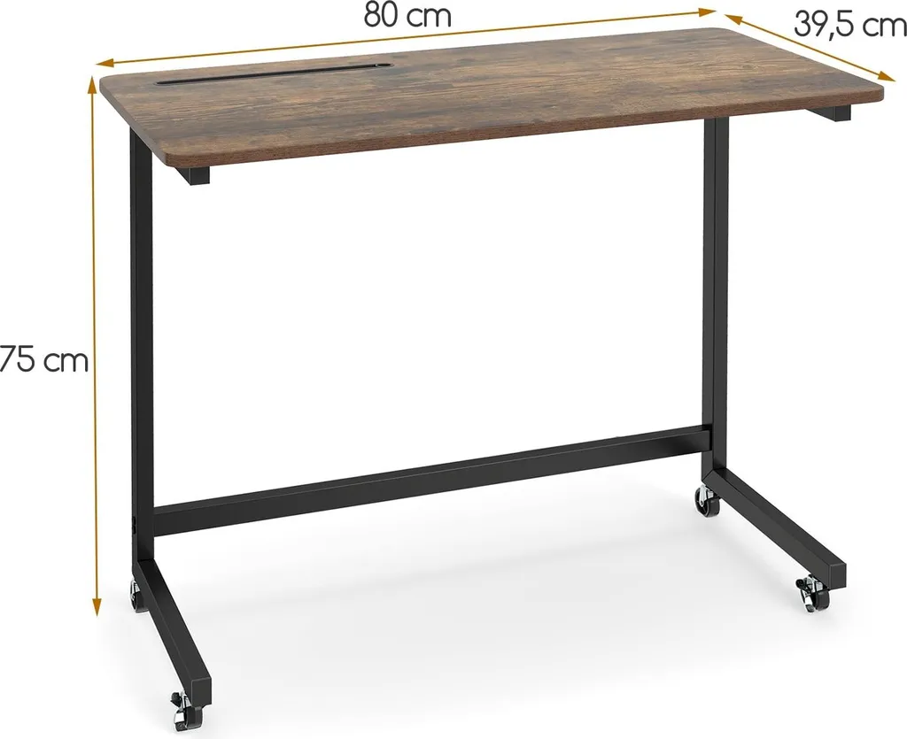 Table d'appoint mobile pour ordinateur brun rustique avec rangement - 2