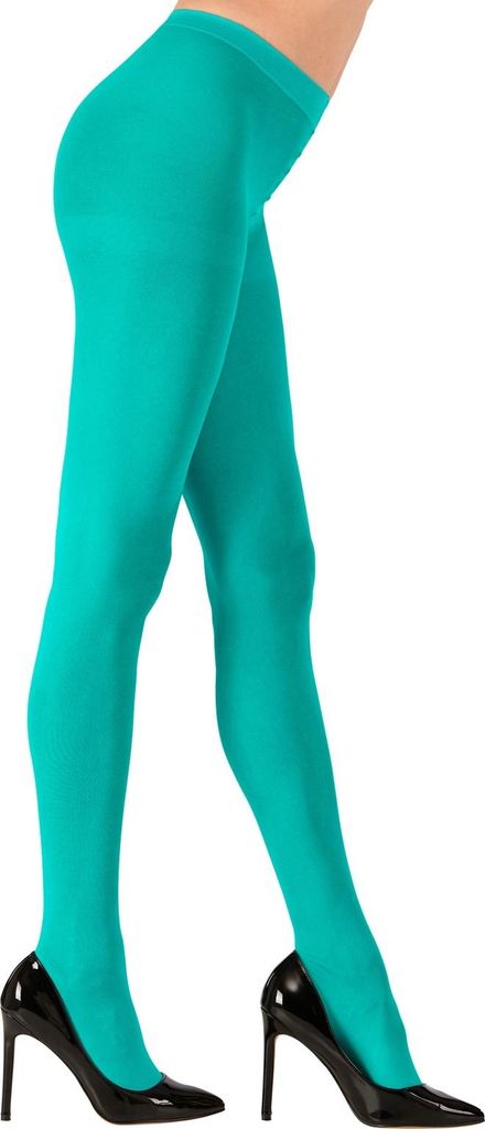 Neon Türkis Strumpfhose 80s Disco 40 DEN un Produktbild 