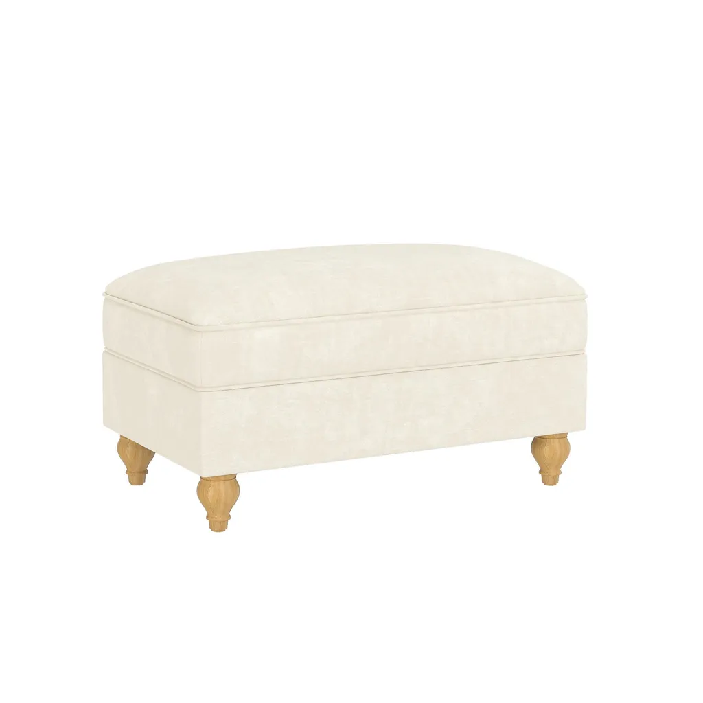 Pouf Tabouret de Salon en Chenille Blanche Style Windsor avec Volants