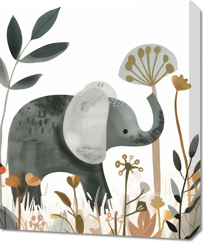 Bild 50x60cm Zarter Elefant im Garten