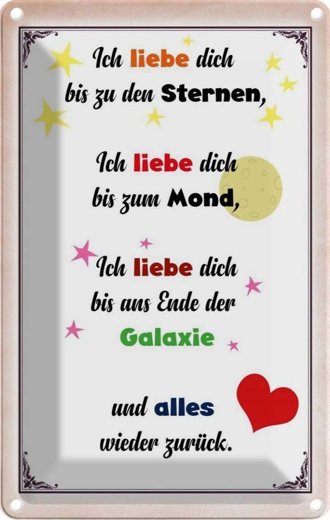 vianmo Blechschild 18x12 cm ich iebe dich bis zu den Sternen Spruch Zitat