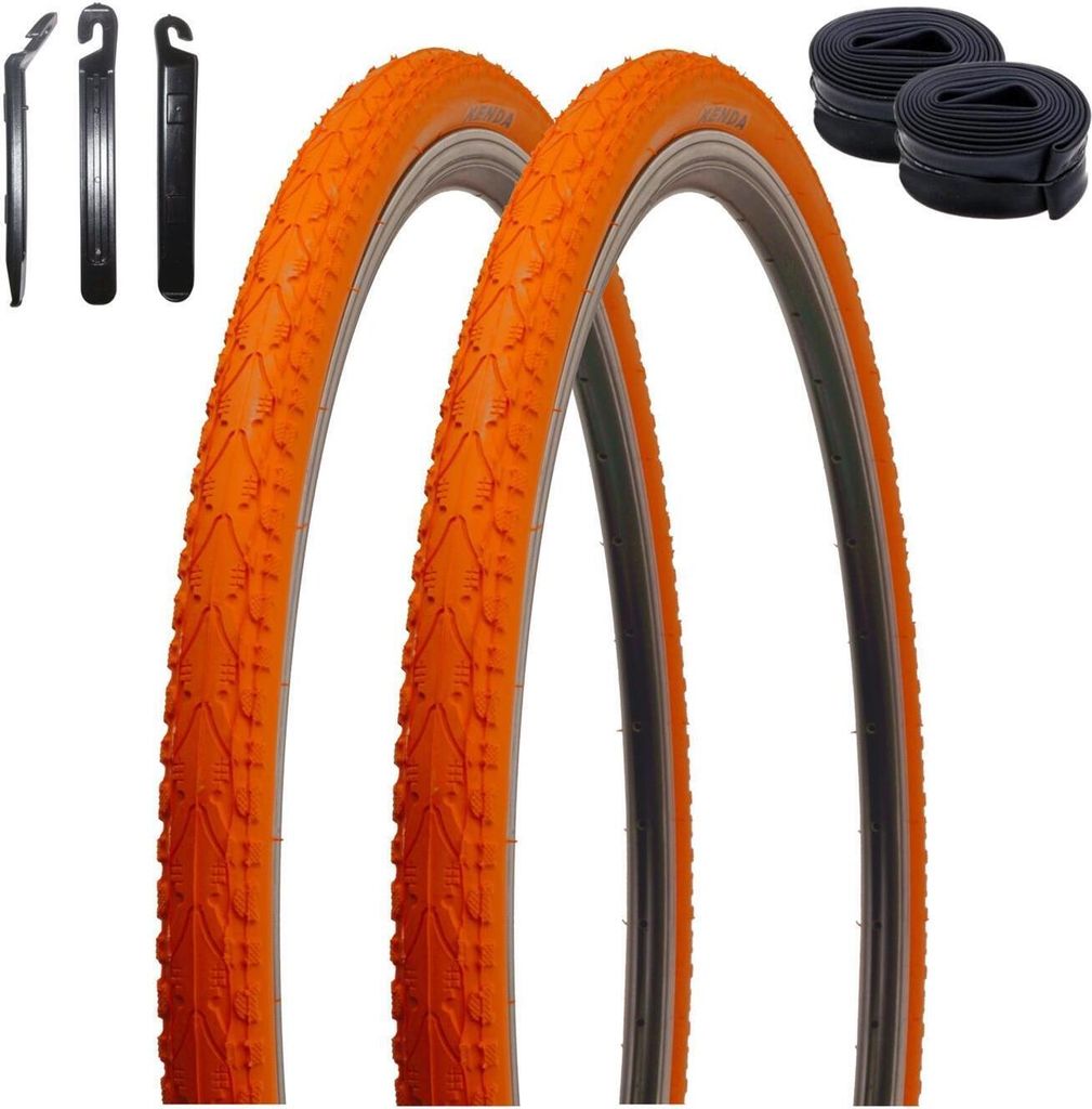 2 x Kenda K-935 Fahrradreifen Fahrradmantel Orange 40-622 (28 x 1,5) + 2 x Schläuche SV inkl. Reifenheber