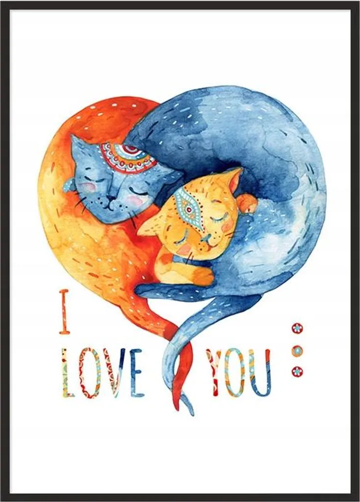 Affiche photo chats dans un cadre 53x73 cm - Poster encadré P999 déco