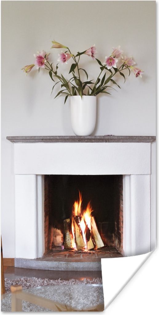 MuchoWow Poster Ein Kamin in einem Wohnzimmer 20x40 cm - Plakat - Foto