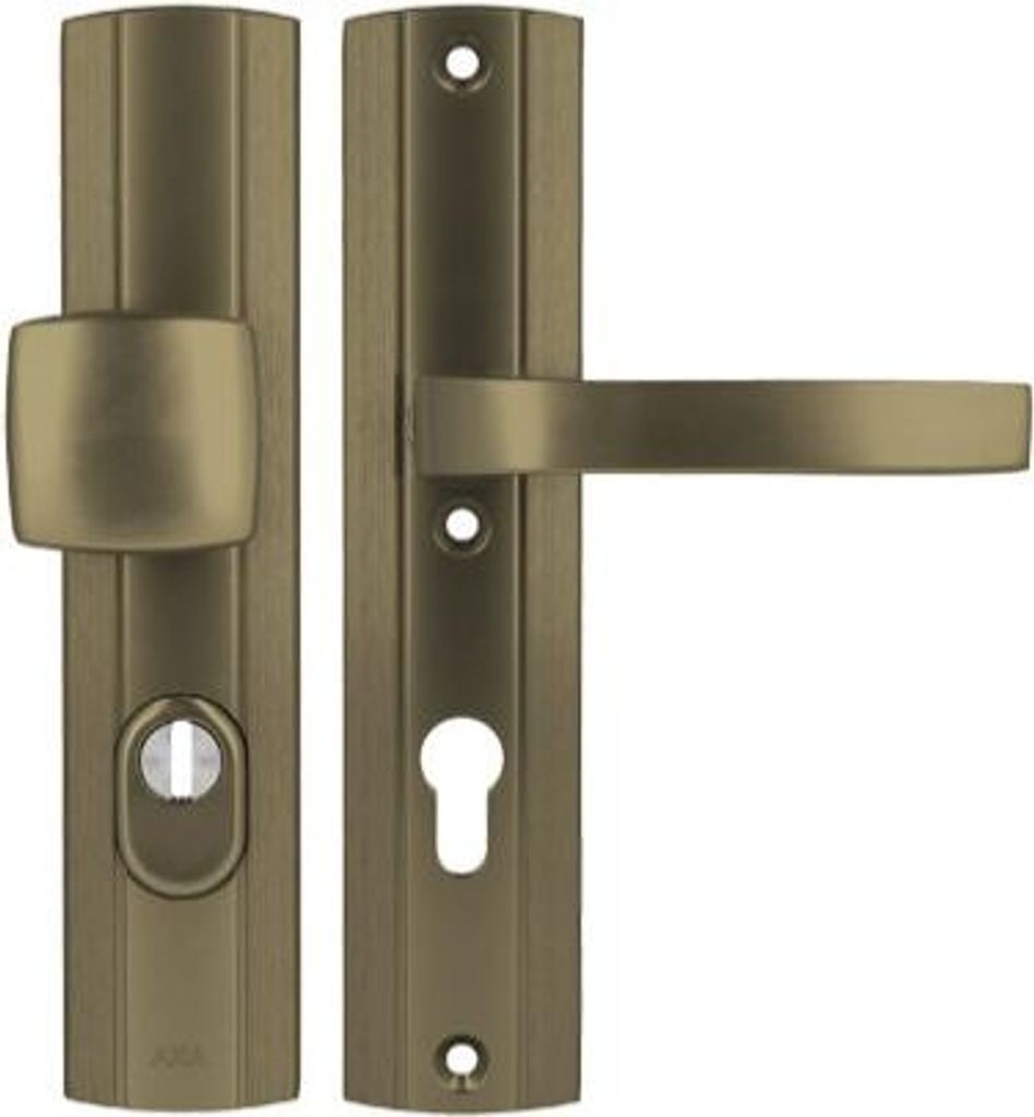 AXA PRESTIGE 72 WB Drückergriff, Klasse 3, mit FLEX-Einsatzschutz (Brandschutz), Farbe F4 - Altgold (Türstärke 74-83 mm)