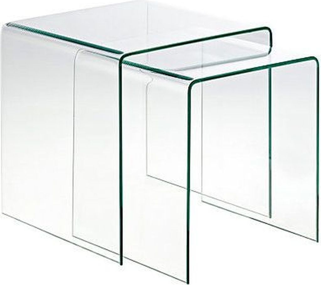 Two clear glass nesting tables.