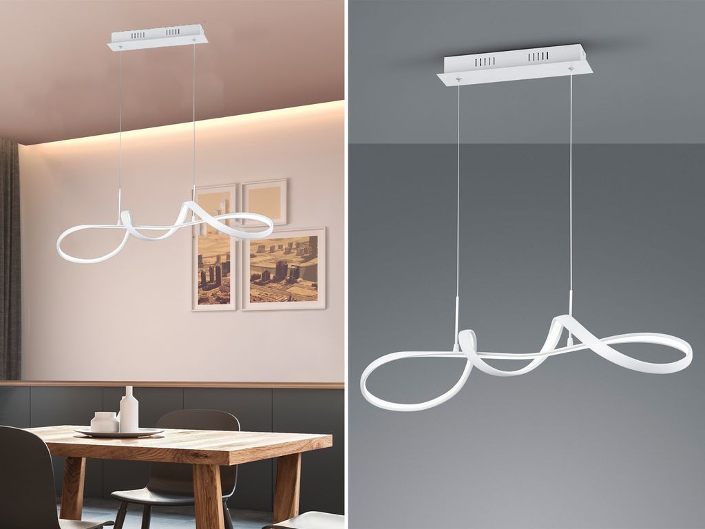 LED Pendelleuchte PERUGIA Metall Weiß 3 Stufen Dimmer Produktbild 