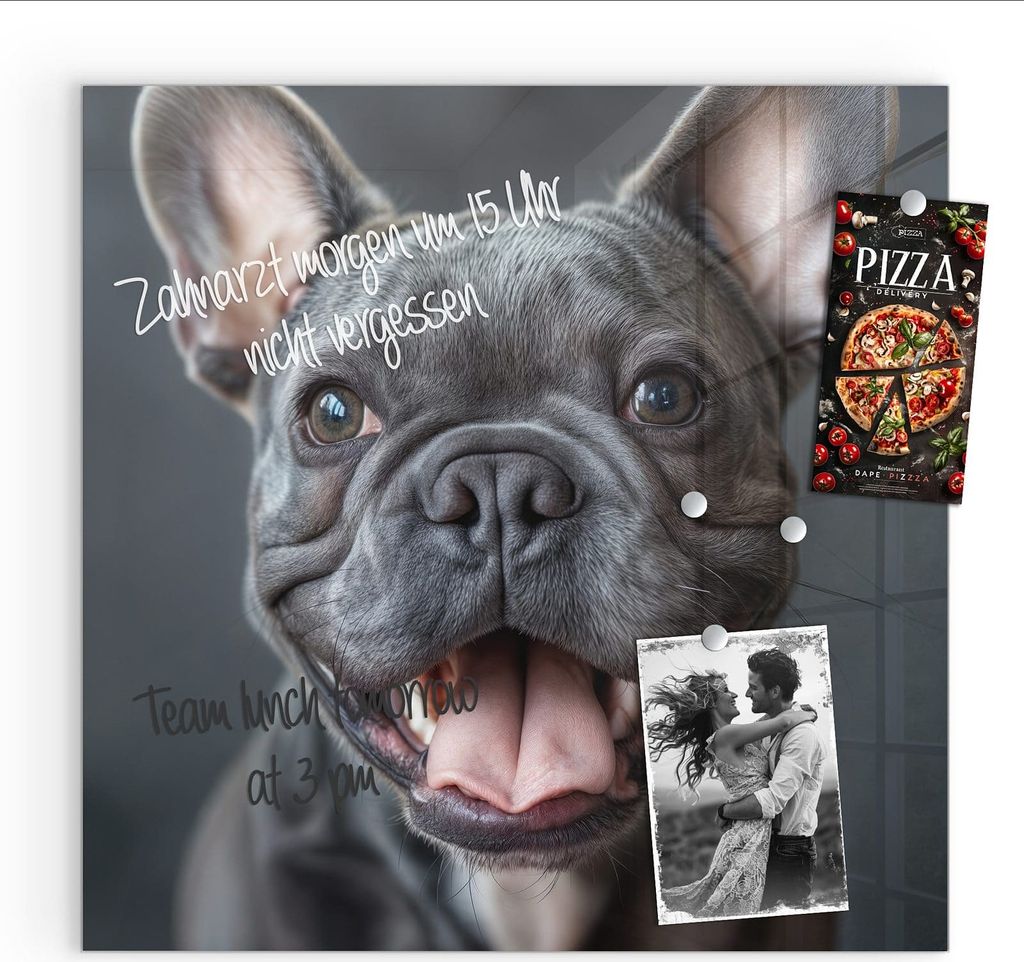 Magnettafel 30x30cm Pinnwand Whiteboard beschreibbar - Lachender Hund