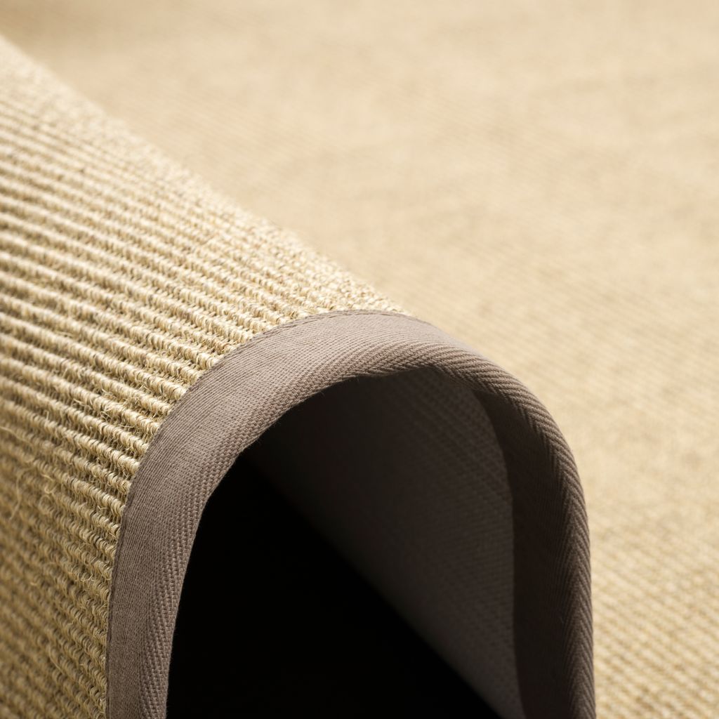 Naturfaser Sisalteppich Natura mit Bordüre, Größe:150x150 cm, Farbe:Grau Creme Bordüre Taupe