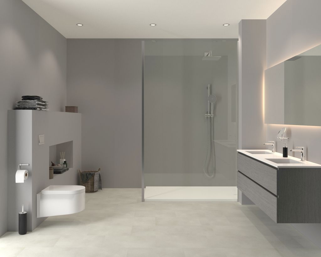 Aqua-Step- ALL IN ONE - Weiß - Wasserdichte Wandpaneele und Bodenpaneele für Badezimmer - 6 Paneele (2,34m²)
